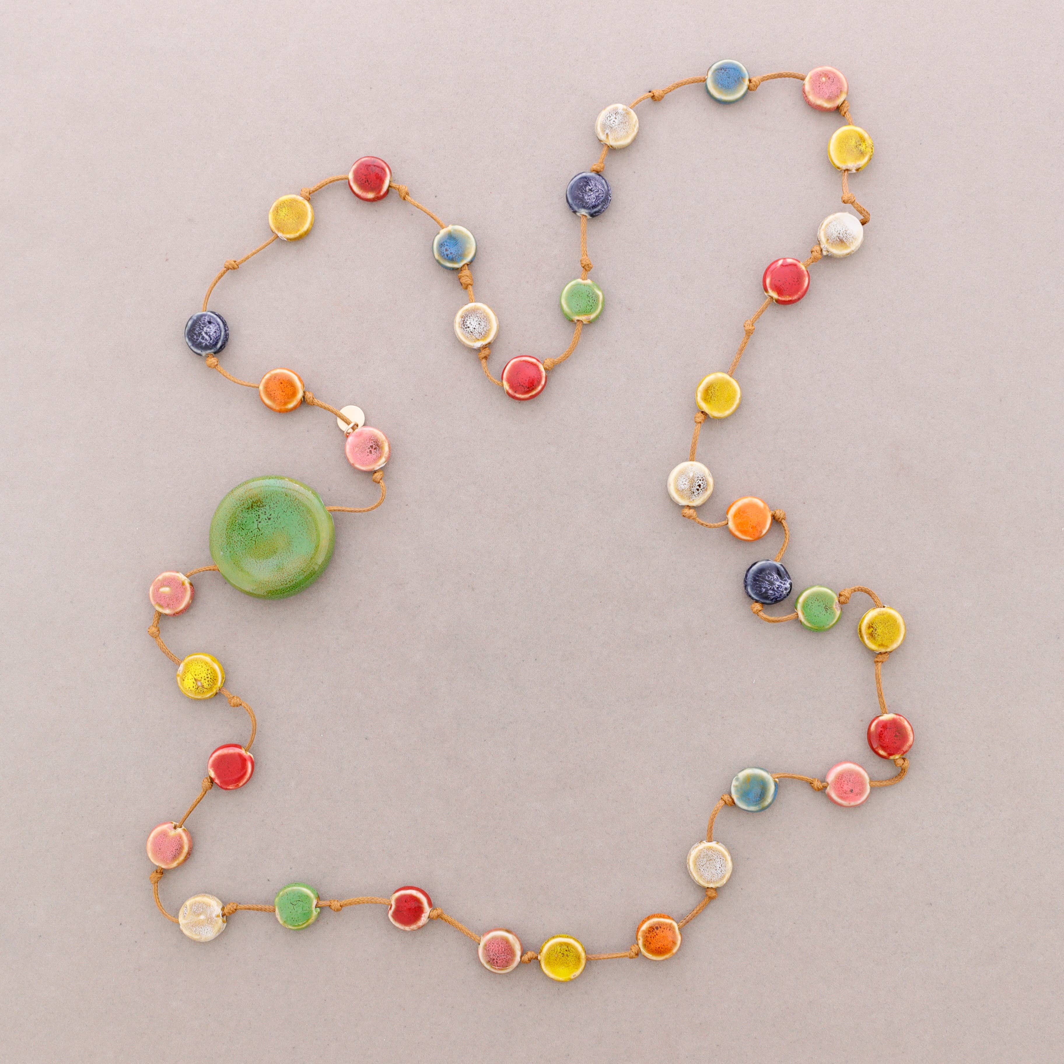 Sonata – wholesale Snap-smycken – Lång halsband med keramiska medaljonger4