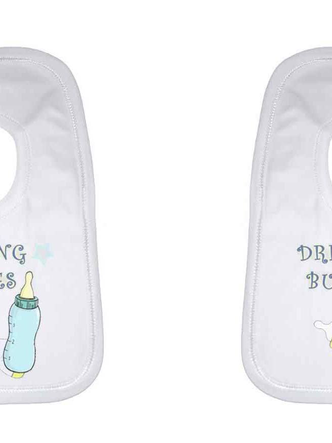 Bavaglino doppio per bebè Drinking Buddies per la vendita all'ingrosso da parte di Little Ratbag