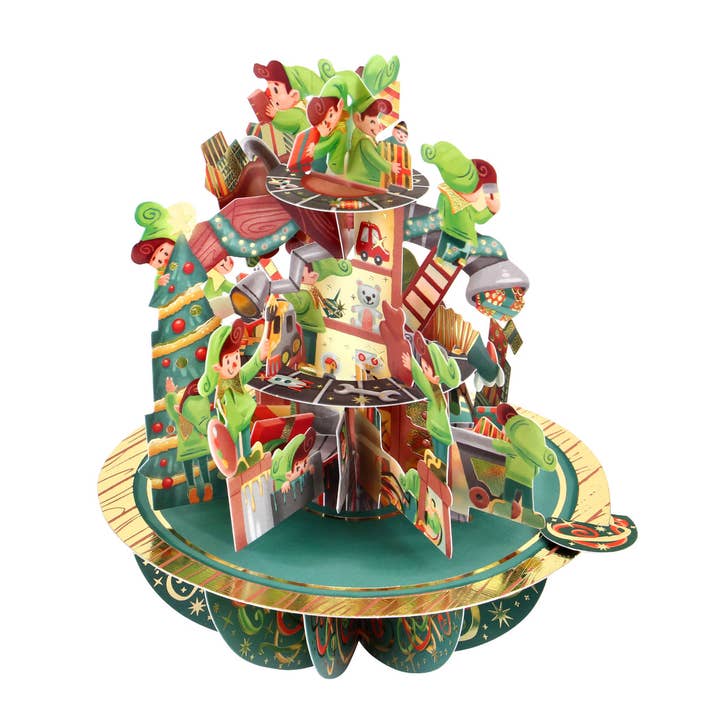 Santoro London - Wholesale Christmas Card - XPS095 - Pirouettes Card - Santa's Workshop1