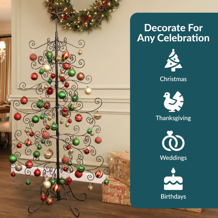 Sunnydaze Decor - Wholesale Christmas Decoration - Noelle Indoor Black Metal Christmas Ornament Tree - 5 ft2