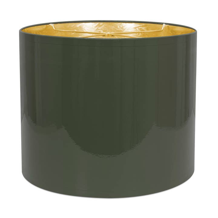 Abat-jour laqué brillant 12" x 10" - Vert foncé avec doublure dorée pour la vente par Couture Lamps