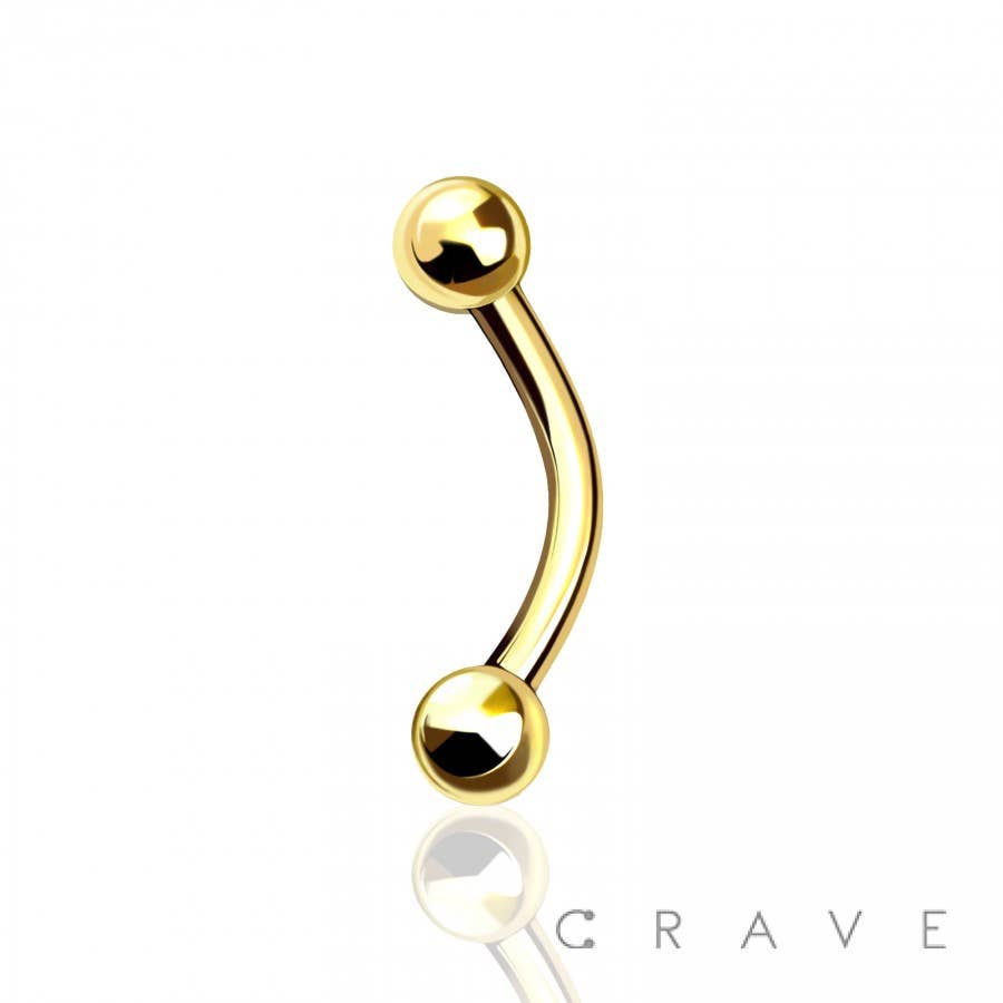CRAVE - Wholesale Face/Body Chain - GOLD PVD PLATED OVER 316L SS EYEBROW WITH BALLS0