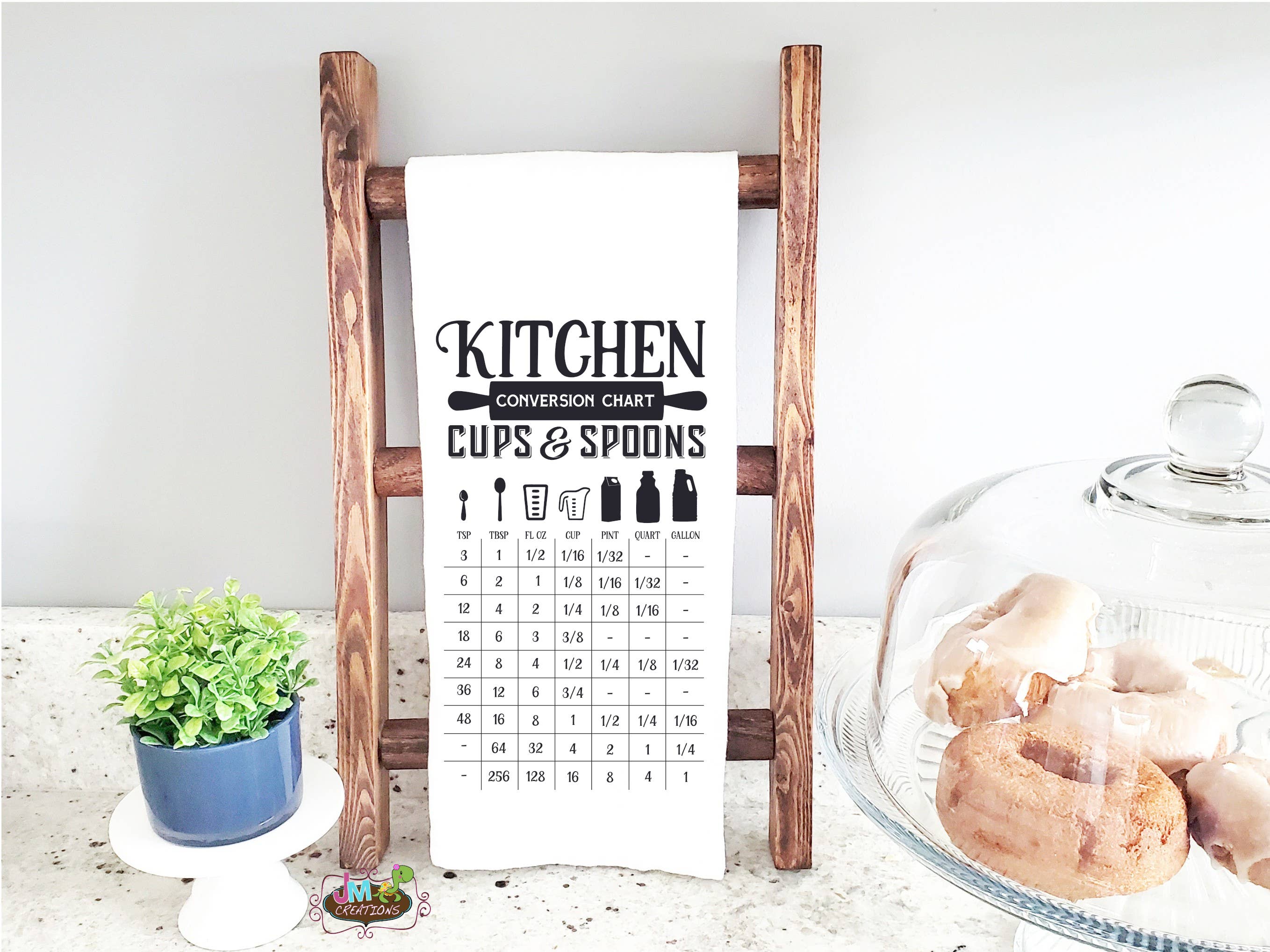 JMCreationsNC - Wholesale Tea Towel - 16"x24" Kitchen Measurement Conversion Chart Waffle Towel1