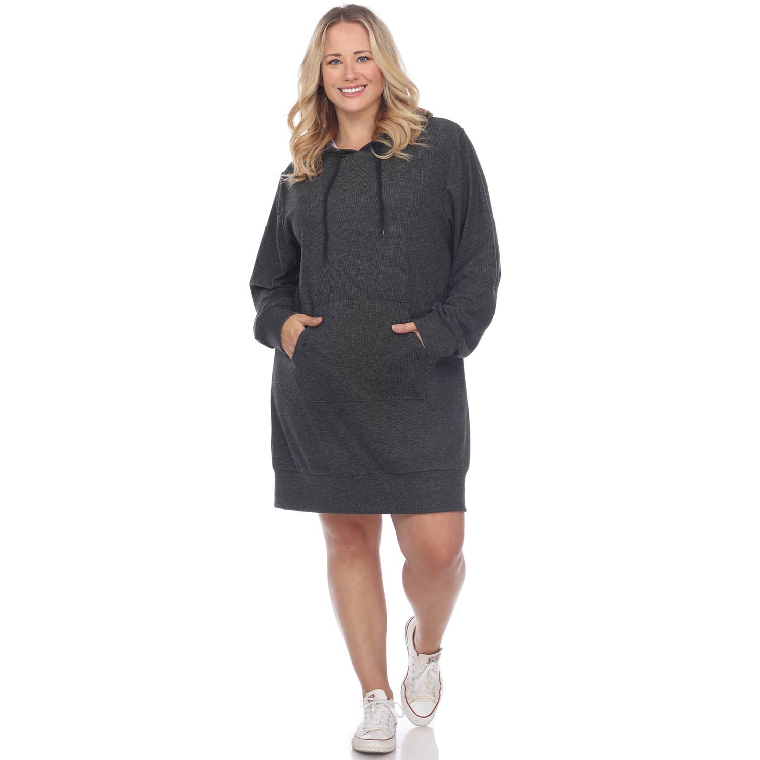 WHITE MARK – wholesale Dress – Women's – Plus Size Hoodie Sweatshirt Dress22