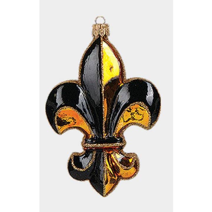 Décoration de Noël en verre poli doré en forme de fleur de lis pour la vente par Pinnacle Peak Trading