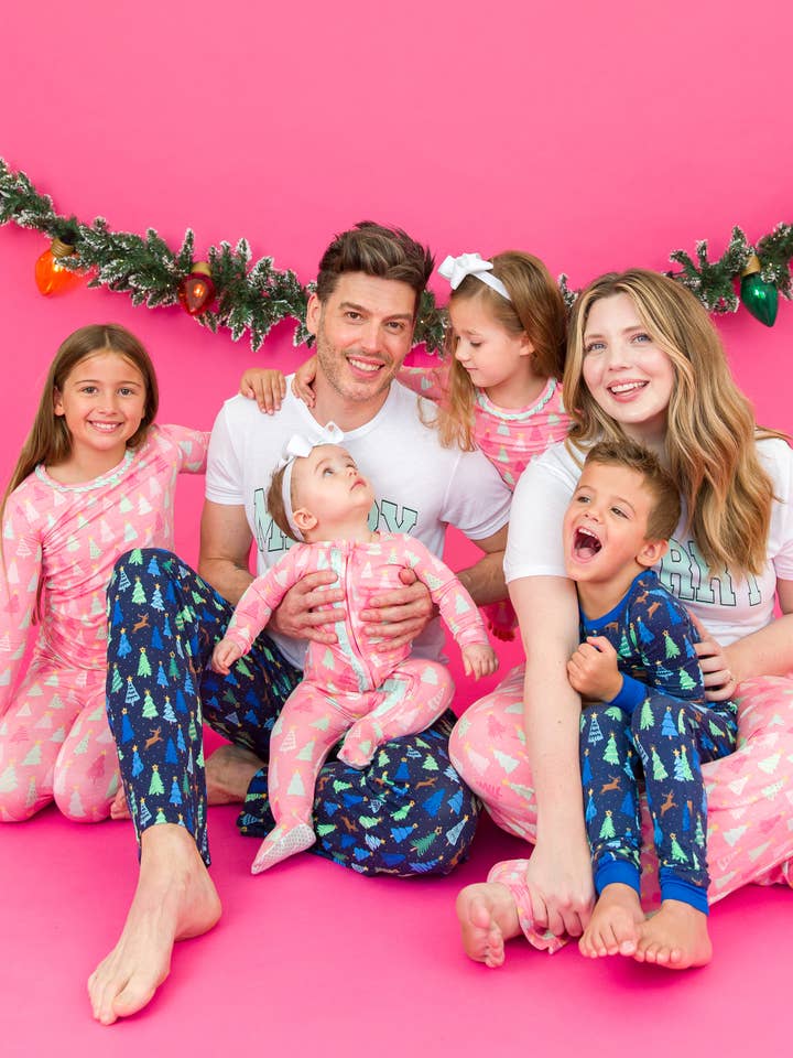 Girls Merry Pink Pines Bamboo Viscose Ruffle Long Sleeve Pajama Set
for wholesale on Faire