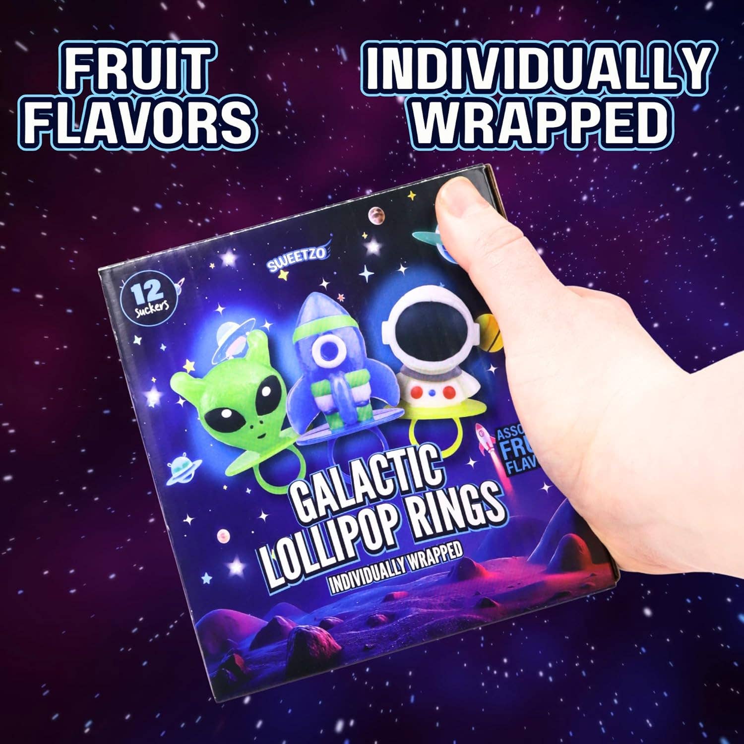 Needzo Inc - Wholesale Lollipop - Outer Space Party Favors, Lollipop Rings, Box of 125