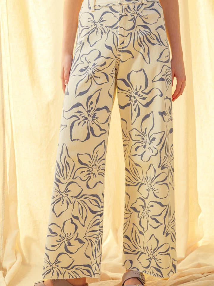 P6588 PANTALONI ELASTICIZZATI A FIORI per la vendita all'ingrosso da parte di MIOU MUSE