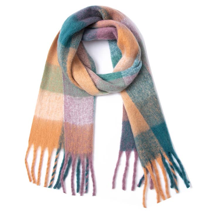 ACCITY - Wholesale Scarf - Women's - PLAID PATTERN FRINGE TRIM WINTER SCARF_CWASC0119