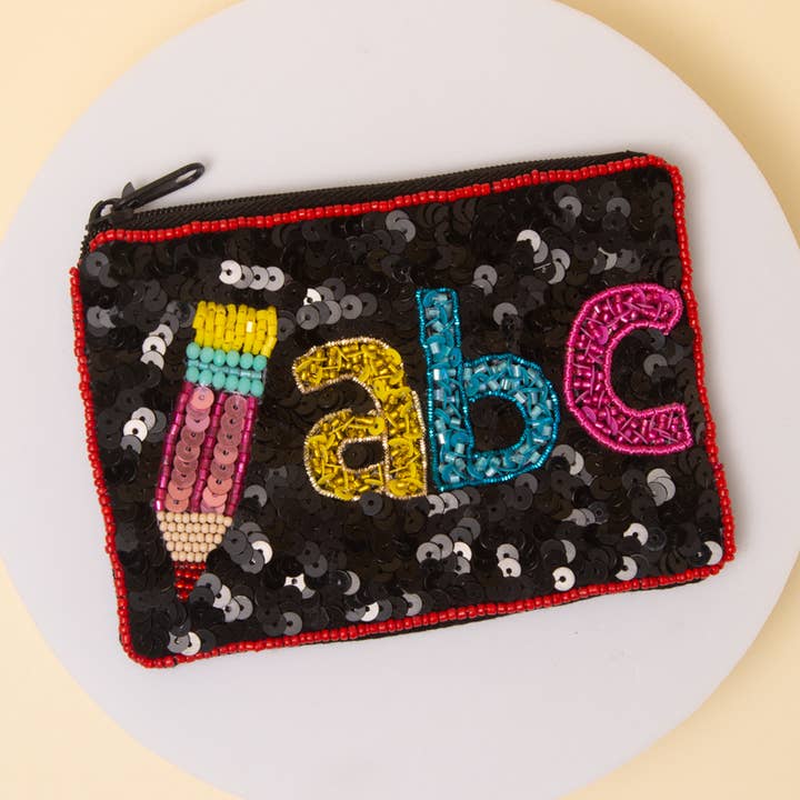 ABC Beaded Embroidered Coin Bag for wholesale by SP Sophia Collection