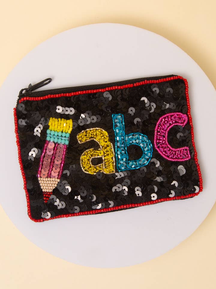 ABC Beaded Embroidered Coin Bag for wholesale by SP Sophia Collection