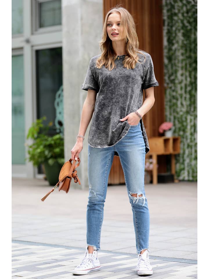 42POPS - Wholesale T-Shirt - Women's - ".....FRENCH TERRY VINTAGE WASHED CUFF SLEEVE TOP