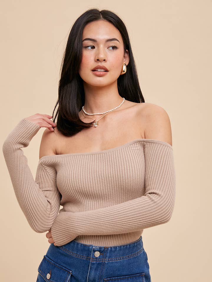 In Loom - Wholesale Knit Top - Women's - VISCOSE RIBBED OFF SHOULDER KNITTED TOP0