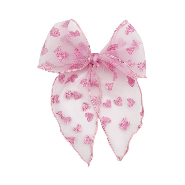 Lazo Marinero con Clip de Corazones Brillantes Transparentes Rosados para venta al por mayor de Pretty in Pink Bows