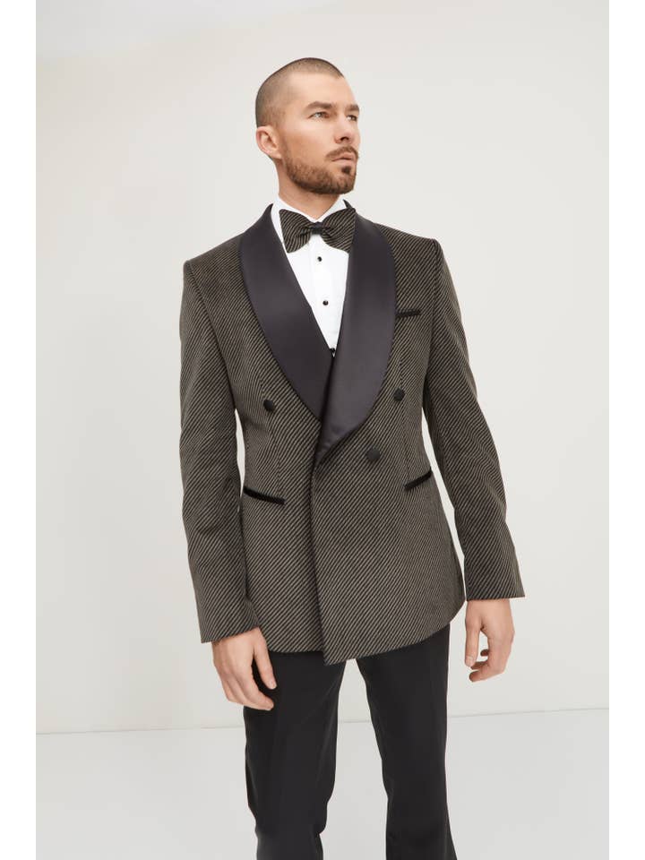 BLACK Men's Double Breasted Tuxedo - Carbon Fiber for wholesale on Faire