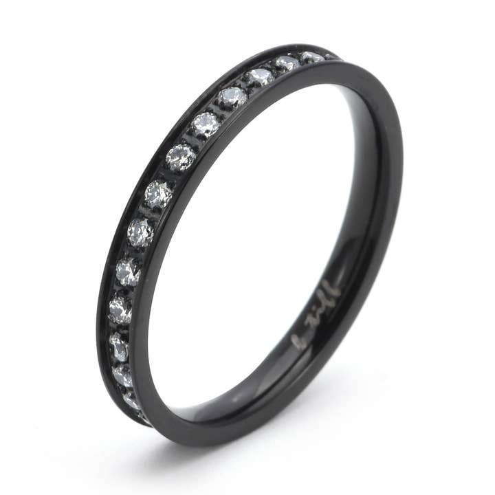 Bague d'éternité noire à empiler RG111B B.Tiff de 0,01 ct pour la vente par B.Tiff