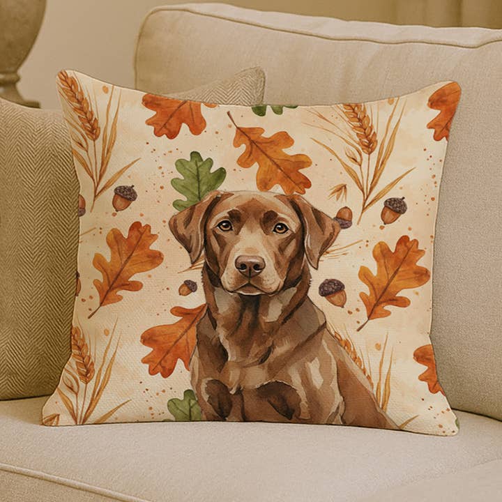 Coussin d'automne Héritage Labrador Retriever Chocolat 14x14 WDK pour la vente par Caroline's Treasures