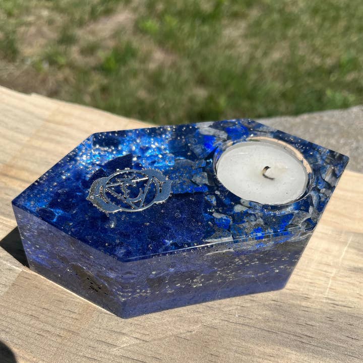 CHAKRA-THIRD EYE Candle Holder for wholesale by Orgonics by Driftwood Works Inc