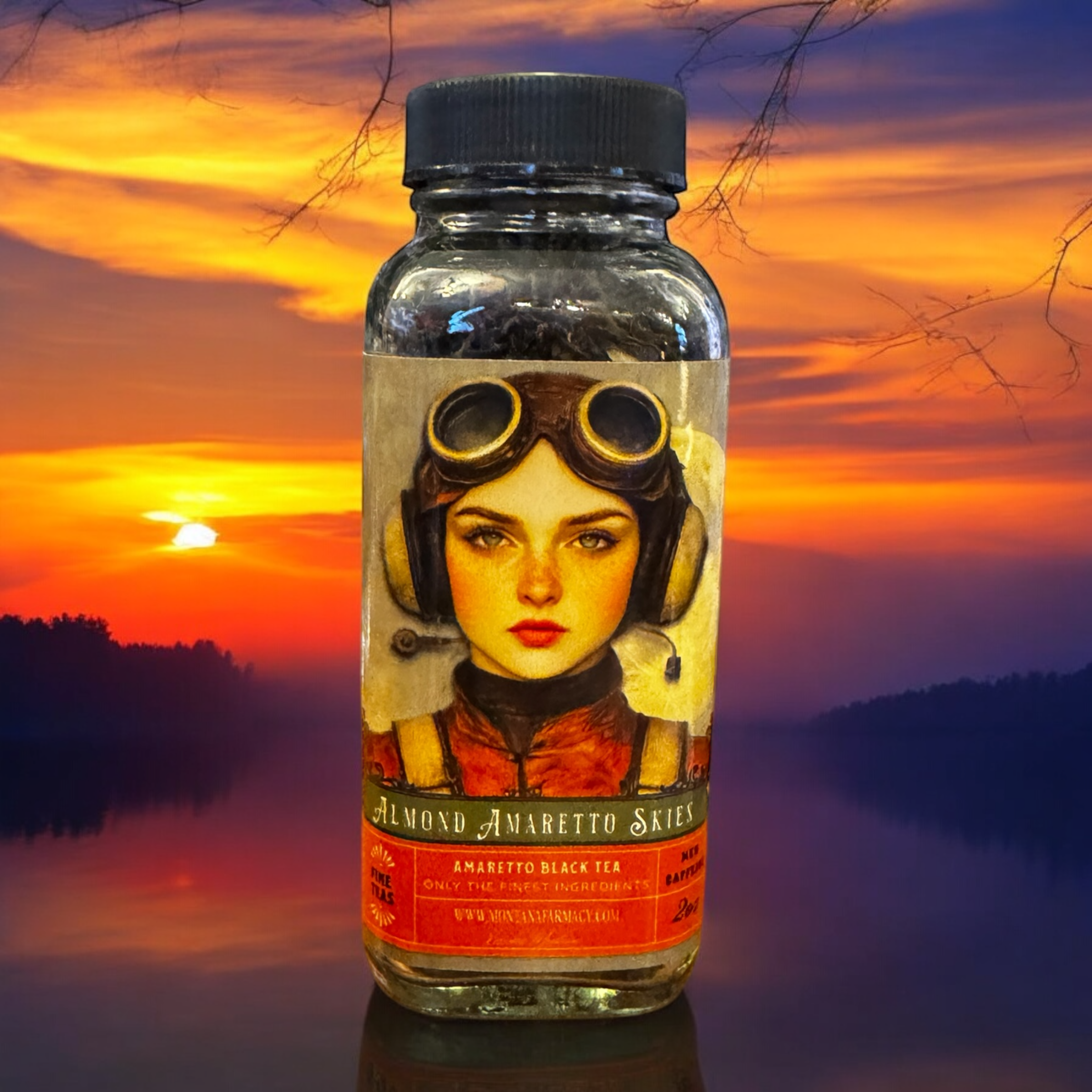 Montana Farmacy - Wholesale Loose Tea - Amaretto Skies Almond Amaretto Deep Etherial Tea in Glass Ja1