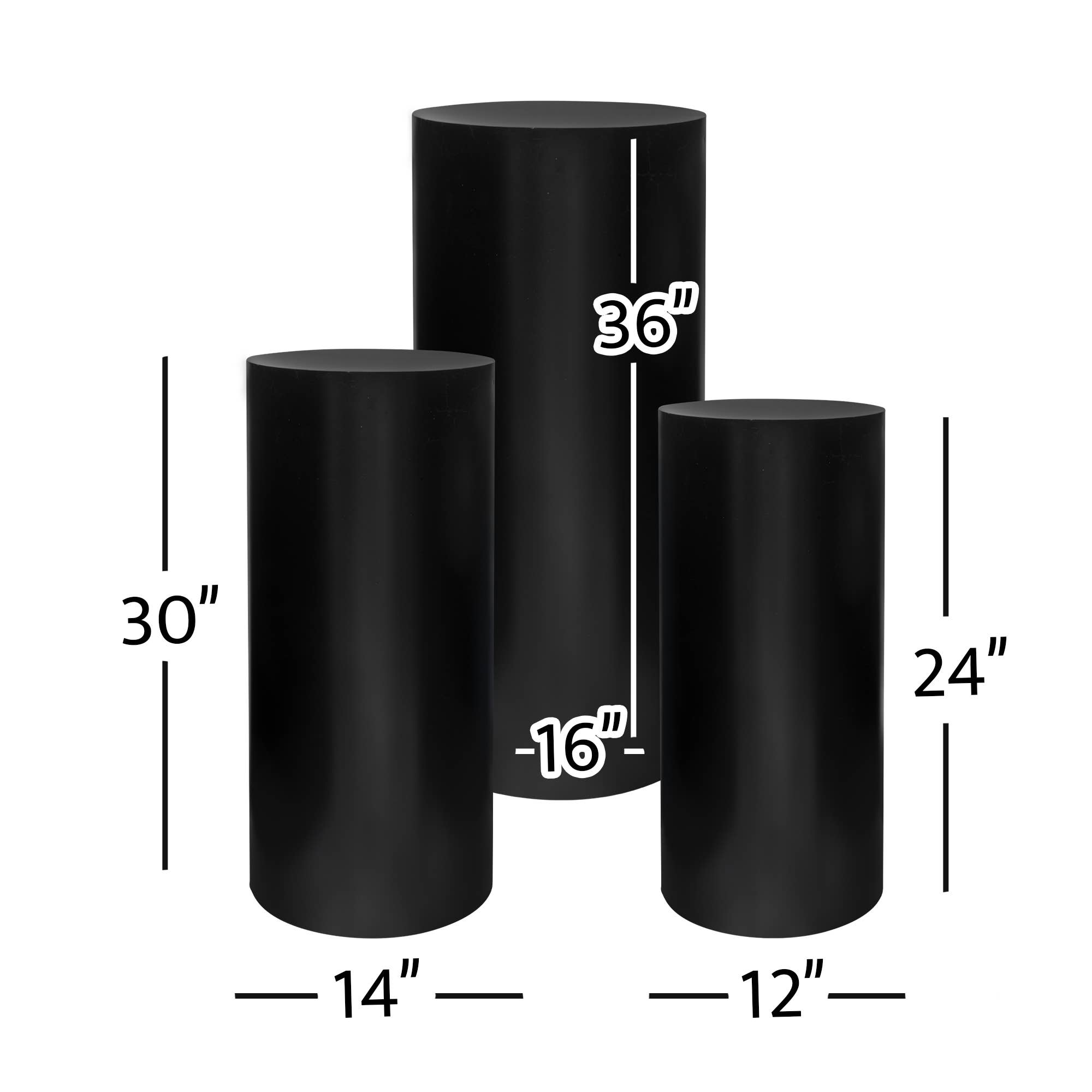 Portofino International Trading, USA - Wholesale Retailer Display Stand/Case - Metal Cylinder Pedestals Display 3pc/set - Matte Black1