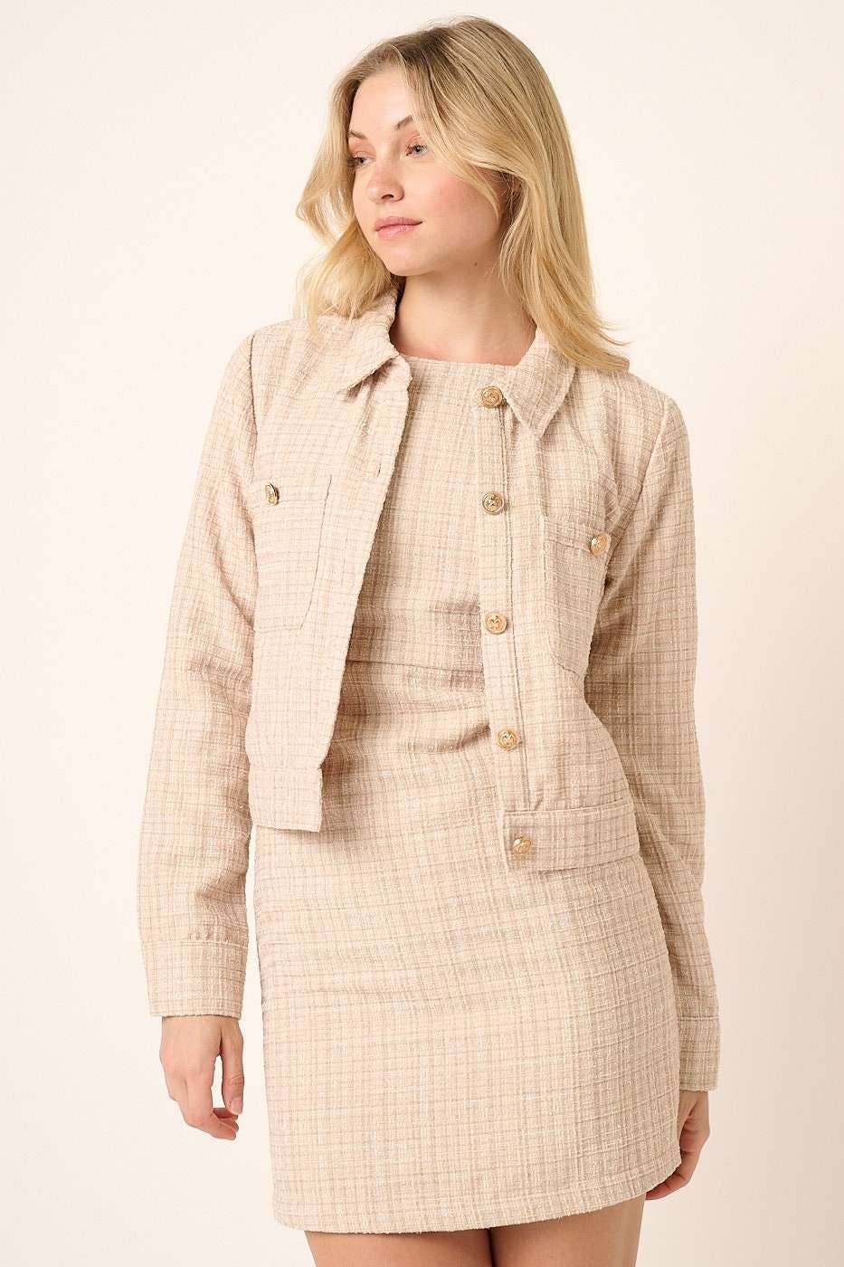 mittoshop - Wholesale Jacket - Women's - TWEED COLLARED CROP JACKET14
