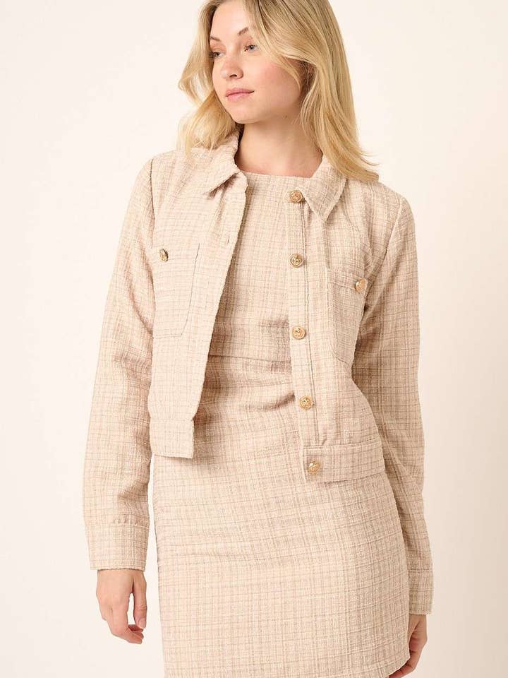 mittoshop - Wholesale Jacket - Women's - TWEED COLLARED CROP JACKET14