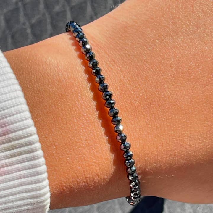 Black Diamond Bracelet, 7 Inches Beaded Bracelet for wholesale by Avellinno