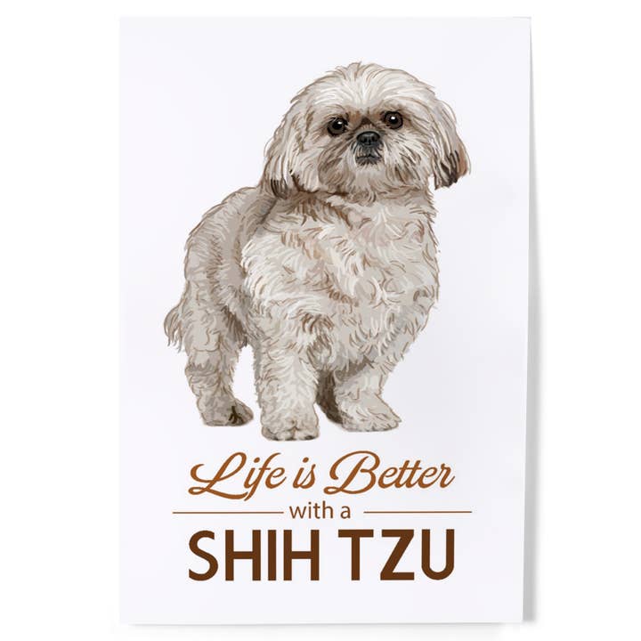 Lantern Press - Wholesale Art Print - ART PRINTS Shih Tzu, Life is Better