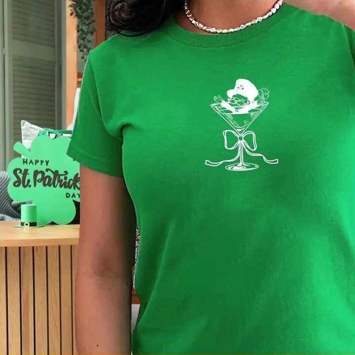 Lucky Leprechaun Martini Baby Tee St. Patty's Day Shirt for wholesale by TheKingShirt