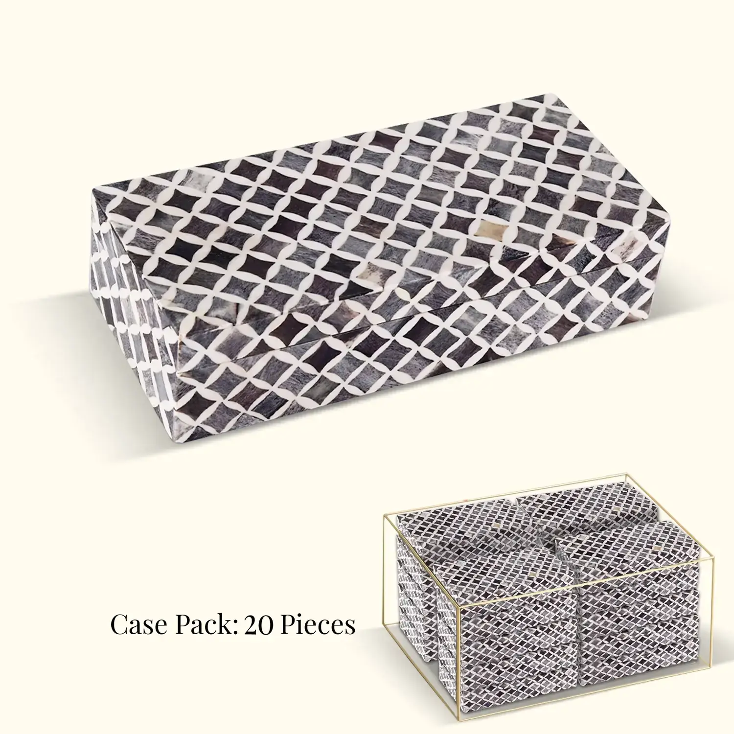 Muqeem & Brothers - Wholesale Decorative Box - Decorative Box Slate White Star, Pack of 200