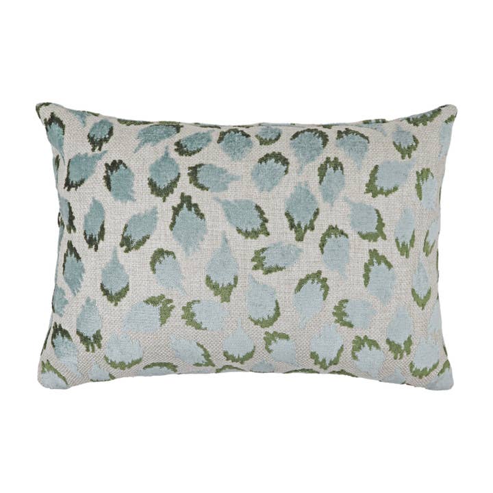 Mineral Lottie Aqua & Green Spotted Velvet Throw Pillow for wholesale on Faire