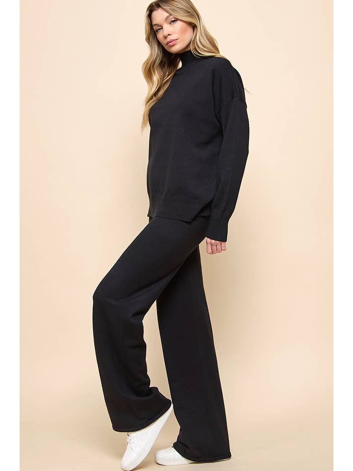 Cezele - Wholesale Lounge Set - Women's - Turtleneck Knitted Sweater and Flare Pants Set18