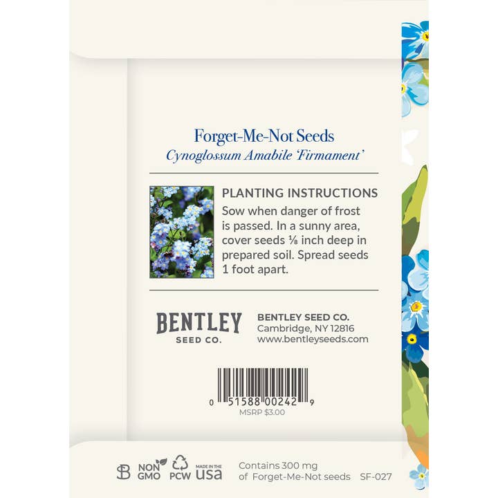 Bentley Seed Co. - Wholesale Sympathy Card - Vintage Gift - Forget Me Not Seed Packets