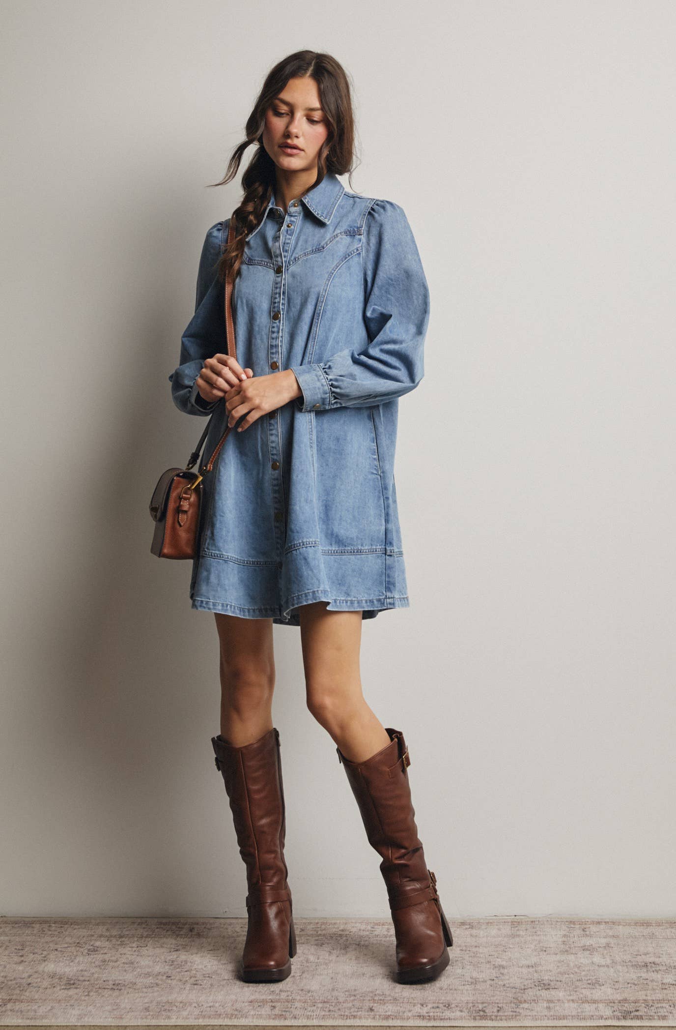 Forte - Wholesale Dress - Women's - Western Seam Denim Mini Dress FD000127
