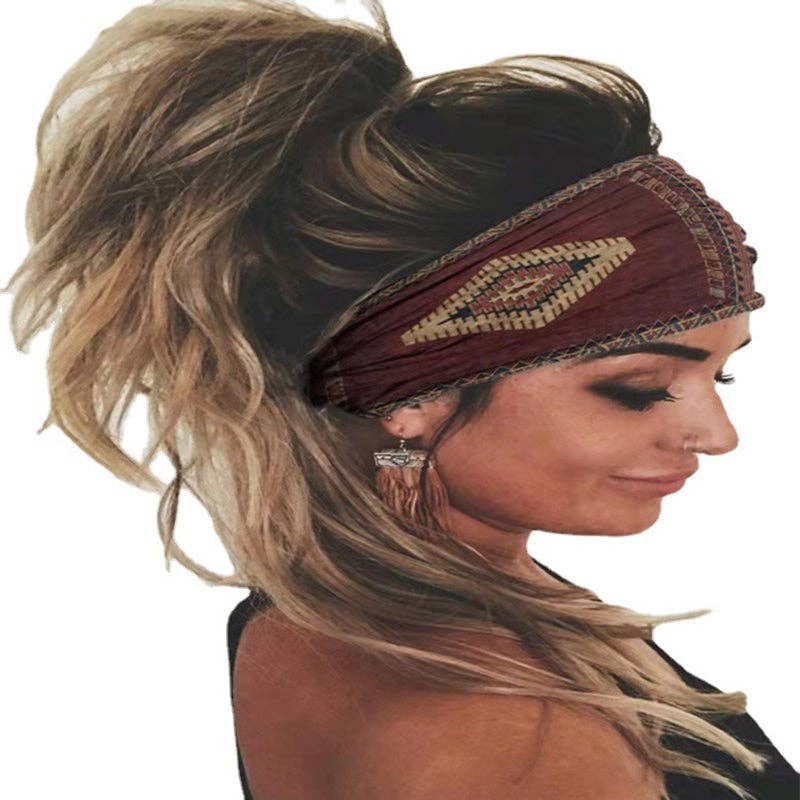 Tourtiwi - Wholesale Fashion Headband - Women's - Ethnic Vintage Wide Print Sports Headband1