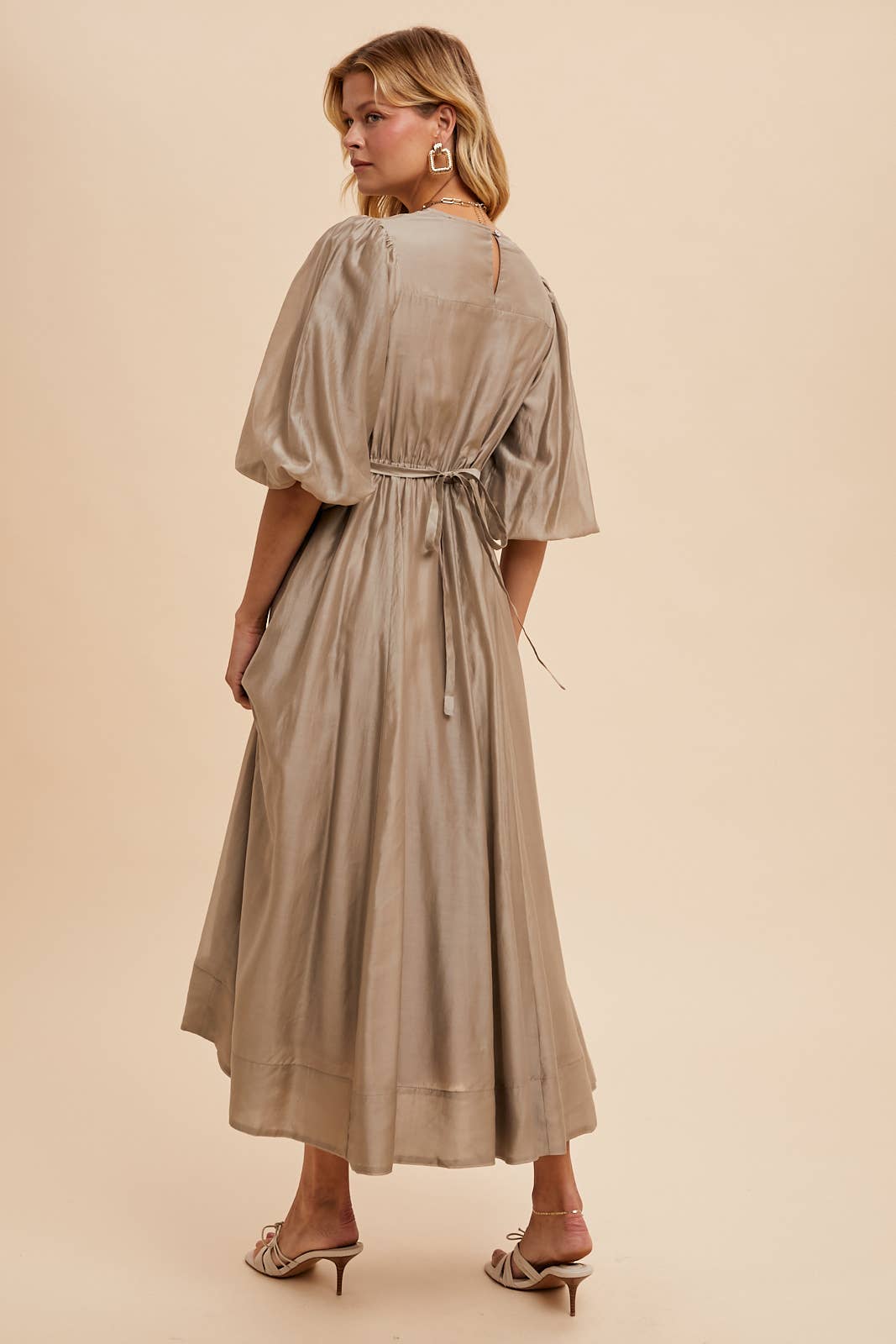 In Loom - Vente Robe – femme - Robe évasée en Tencel avec manches bouffantes8