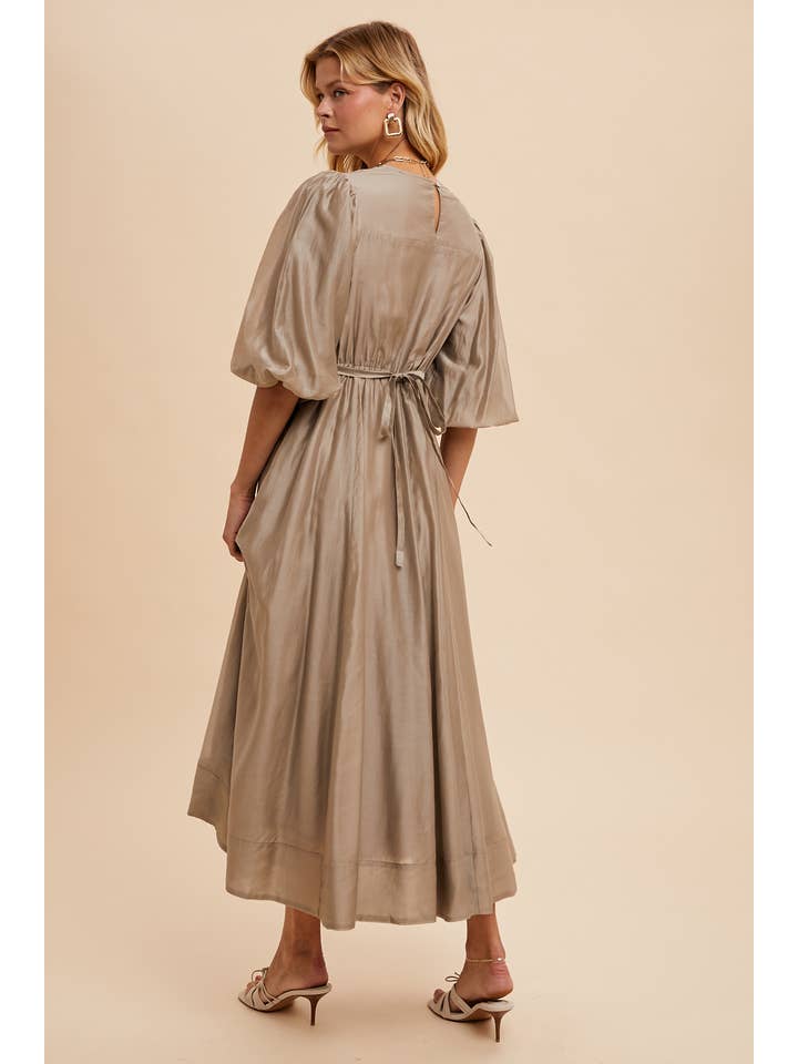 In Loom - Vente Robe – femme - Robe évasée en Tencel avec manches bouffantes8