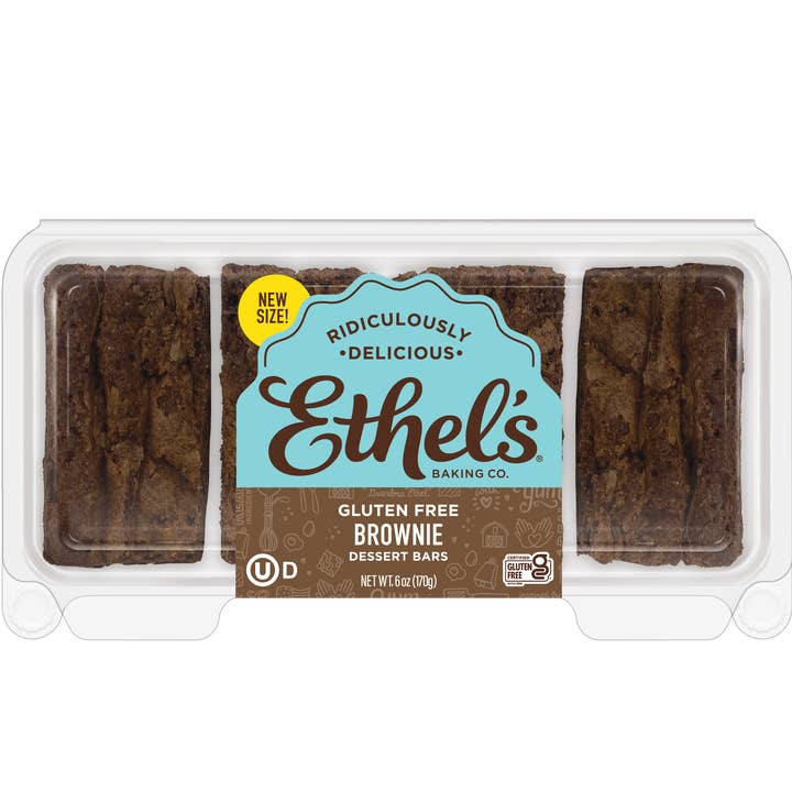 Brownie 4ct/6oz Dessert Bar Trays - 6ct cs for wholesale by Ethel’s Baking Company