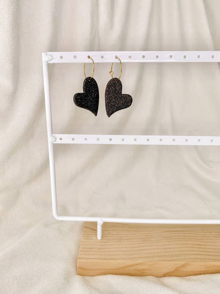 Black Hoop Hearts for wholesale by M. Patricia’s Polymer