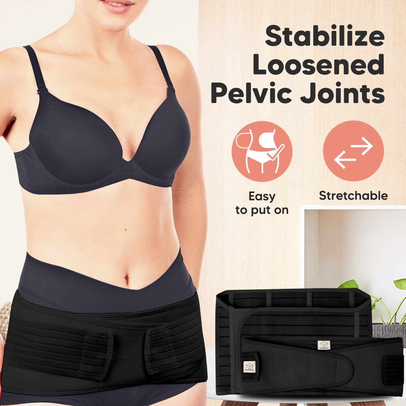 KeaBabies - Wholesale Belly Band - Maternity - KeaBabies Revive 3 in 1 Postpartum Belt (Midnight Black, XL)6