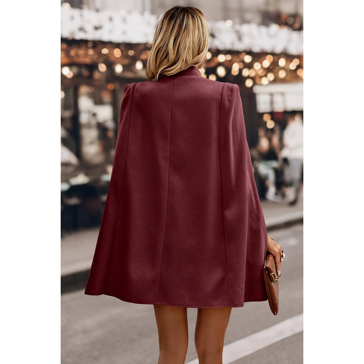 Supreme Fashion - Wholesale Coat - Women's - Solid Cloak Sleeve Double Breasted Cape Coat9