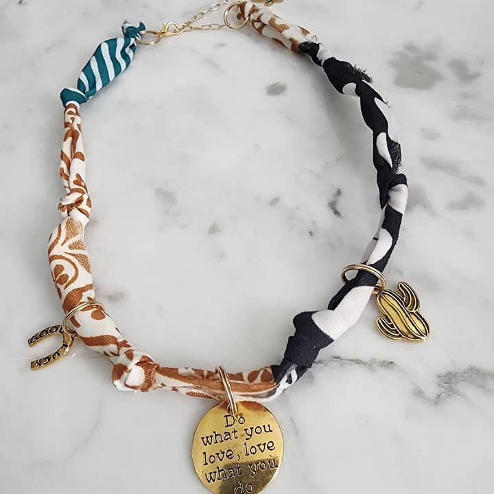 Scarf Necklace - Multicolored with Charms for wholesale by Silfra Designs