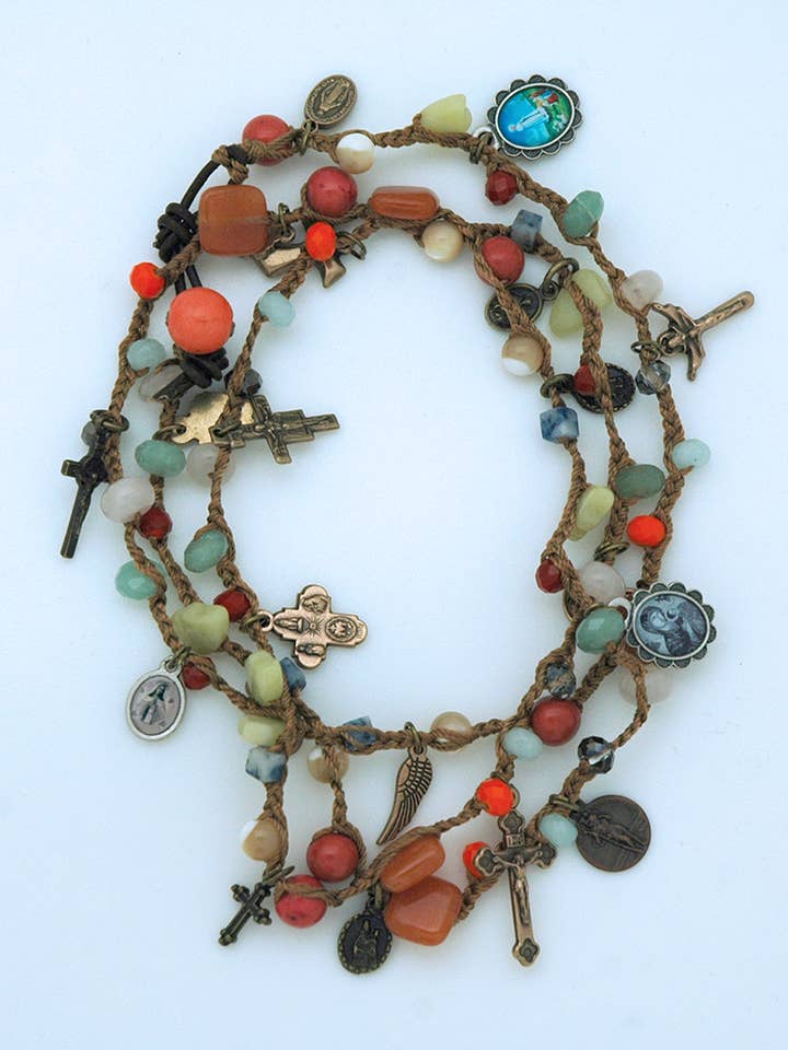 LA11302B-M - Multi Gemstone Beaded Bracelet or Necklace for wholesale by Contreras Designs