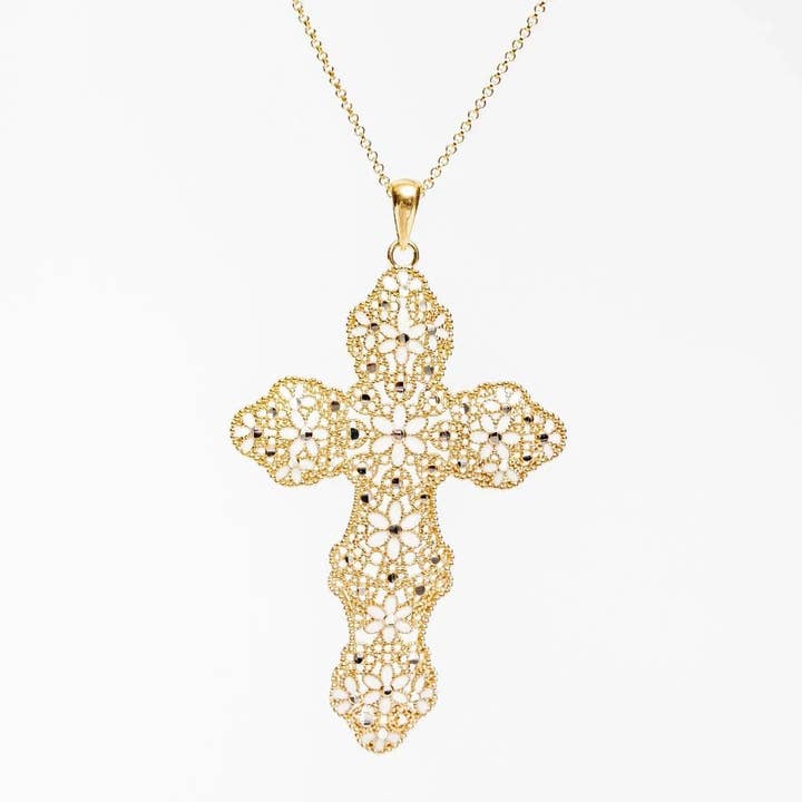 COLLIER CROIX EN ARGENT 925 – « SACRO GLAM » pour la vente par MINA MINA