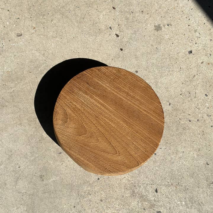 Office Objets - Wholesale Stool - Small low three-legged stool in upcycled blond teak D:30 H:1521