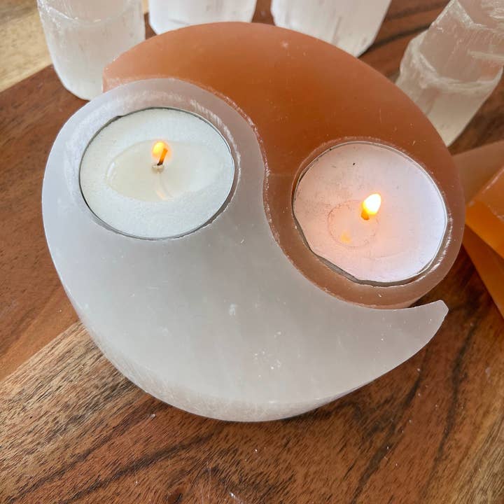 CaNatureLover - Wholesale Candle holder - Yin Yang Selenite & Himalayan Salt Candle Holder1
