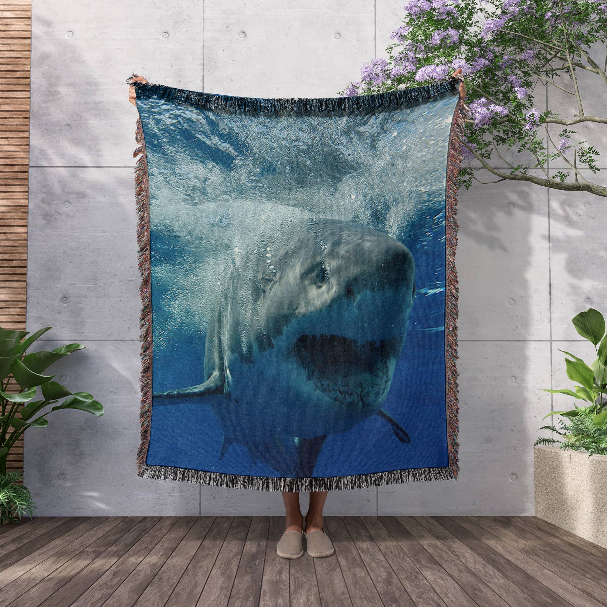 3dRose - Wholesale Throw Blanket - 3dRose, Great White Shark, Blanket2