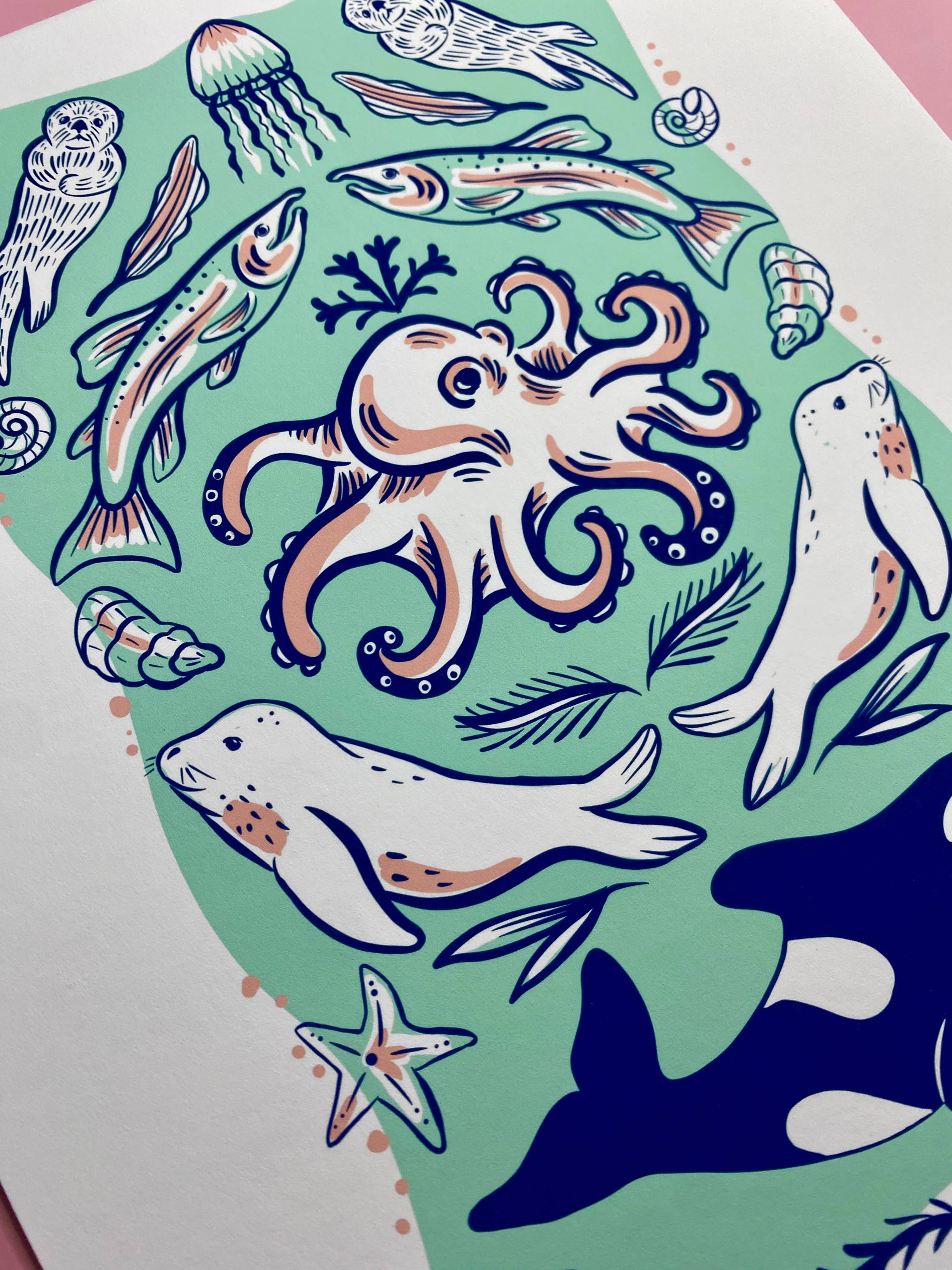 Melissa Pothier Art - Wholesale Art Print - Sea Animal Print, Pacific Northwest Creatures, Orca Art 8