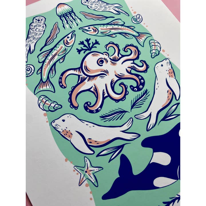 Melissa Pothier Art - Wholesale Art Print - Sea Animal Print, Pacific Northwest Creatures, Orca Art 8