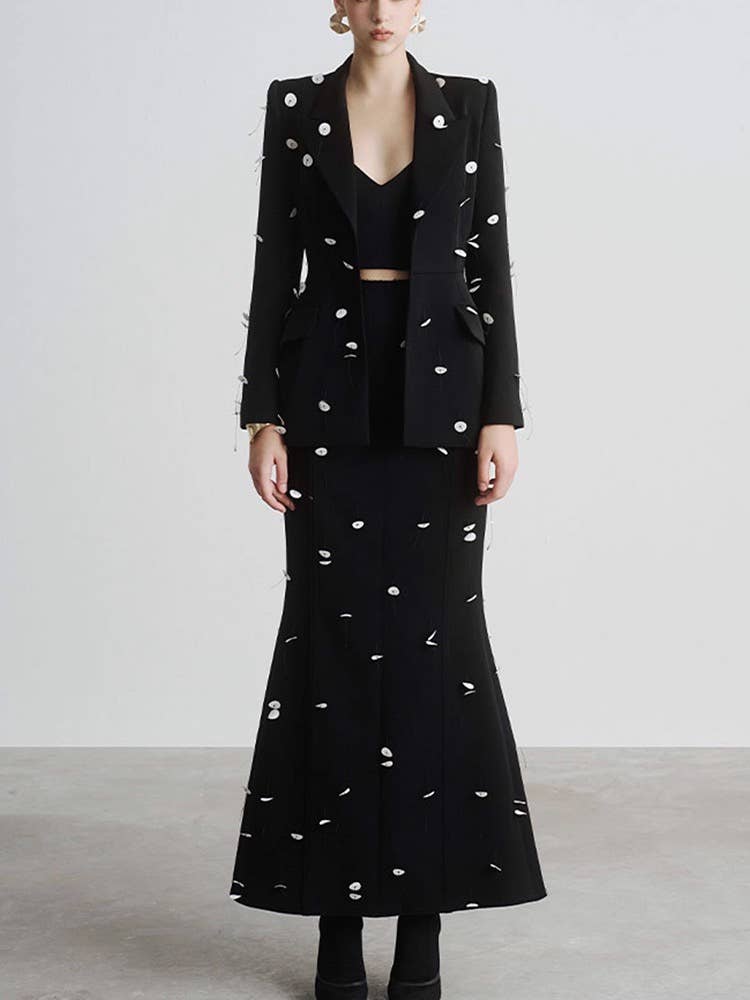 Productseeker - Vendita all'ingrosso Completo top e gonna - Donna - Completo elegante giacca con paillettes e perline e gonna a coda di pesce per bambini 7-8 anni0